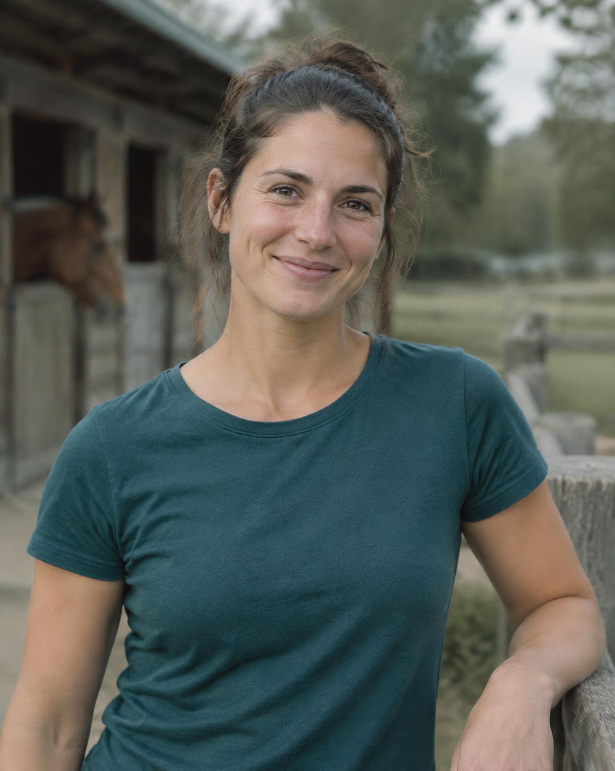 Portrait de Constance Riaux-Pottier près des écuries